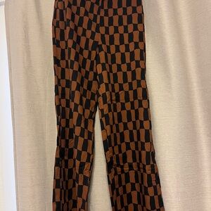 Black and Brown Wide Leg Checkered Pants